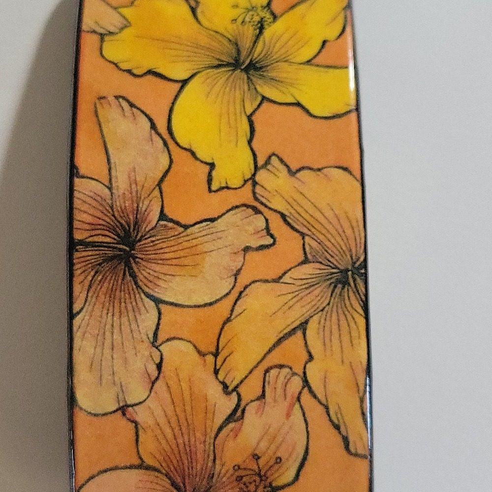 Handmade in Hawaii Hibiscus Floral Hair Barrette Orange Yellow One Size Tropical - Picture 3 of 6